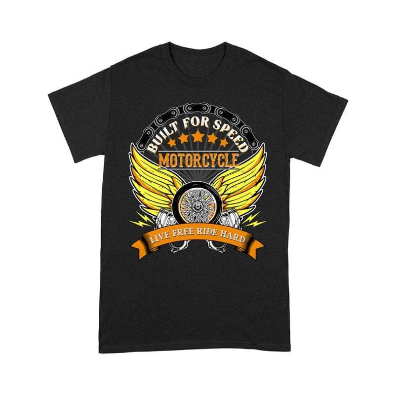 Bikergod Motorcycle Built For Speed Motorcycle Live Free Ride Hard T-shirt Design 2D Full Printed Sizes S - 5XL - NANA183