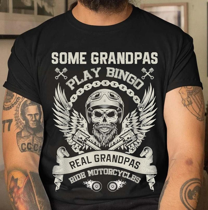 Bikergod Motorcycle Real Grandpas Ride Motorcycles Happy Father's Day T-shirt Design 2D Full Printed Sizes S - 5XL - NAIA14