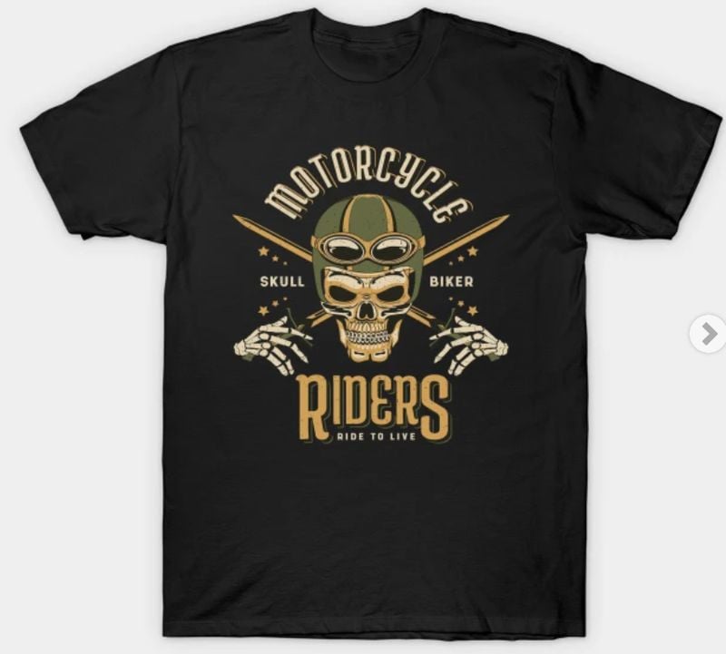 Bikergod Motorcycles Skull Motorcycle Riders T-shirt Design 2D Full Printed Sizes S - 5XL - NABA187
