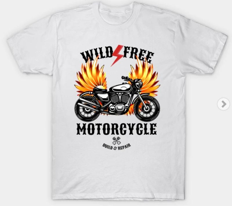 Bikergod Motorcycles Wild Free Motorcycle T-shirt Design 2D Full Printed Sizes S - 5XL - NABA205