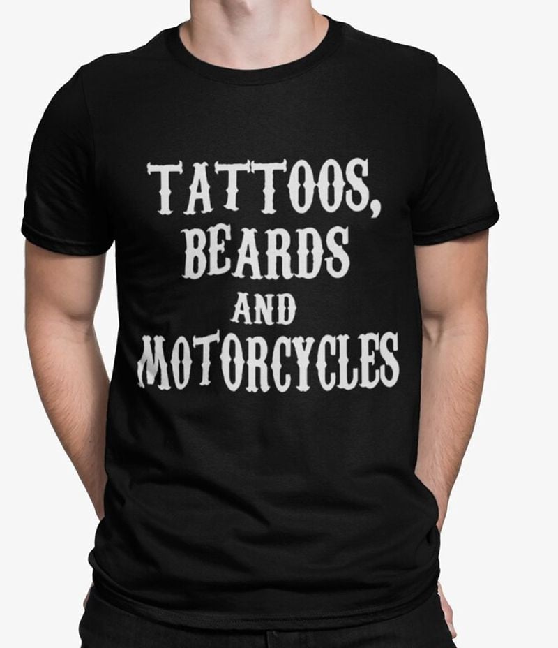 Bikergod Motorcycles Tattoos beards and motorcycles T-shirt Design 2D Full Printed Sizes S - 5XL - NACA46