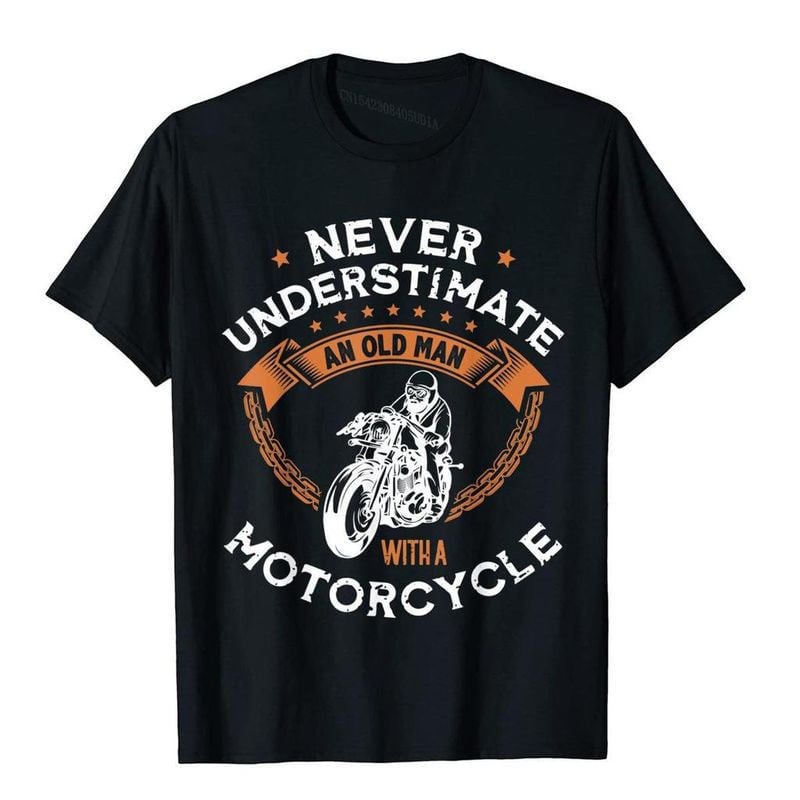Bikergod Motorcycles Never Underestimate An Old Man With A Motorcycle T-shirt Design 2D Full Printed Sizes S - 5XL - NADA218