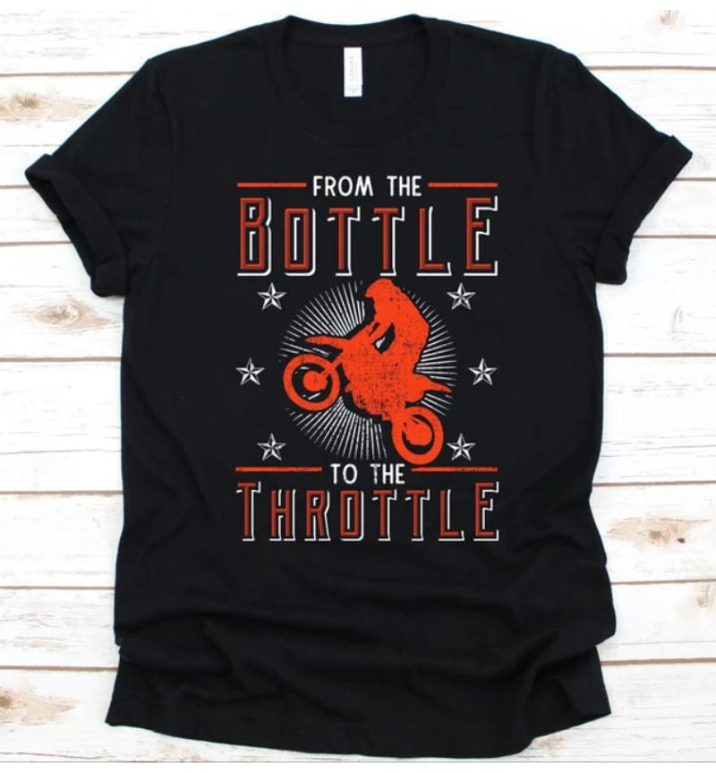 Bikergod Motorcycles From The Bottle To The Throttle T-shirt Design 2D Full Printed Sizes S - 5XL - NAEA249
