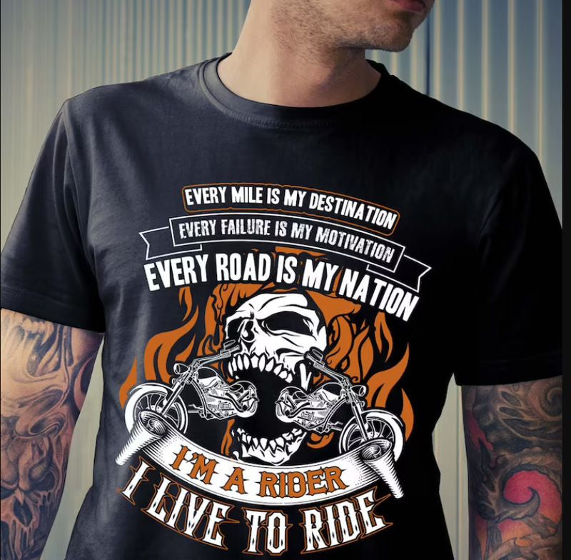 Bikergod Motorcycles I'm A Rider, I Live To Ride T-shirt Design 2D Full Printed Sizes S - 5XL - NAEA231