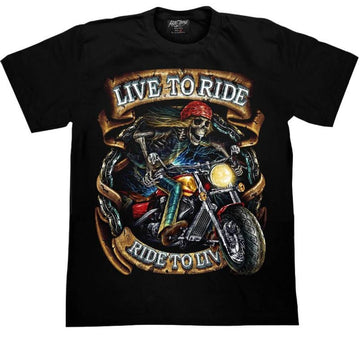 Bikergod Motorcycles Skull Live To Ride T-shirt Design 3D Full Printed Sizes S - 5XL - NADA258
