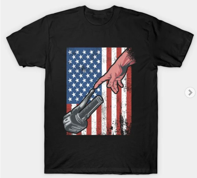 Bikergod Motorcycles American Flag T-shirt Design 2D Full Printed Sizes S - 5XL - NABA181