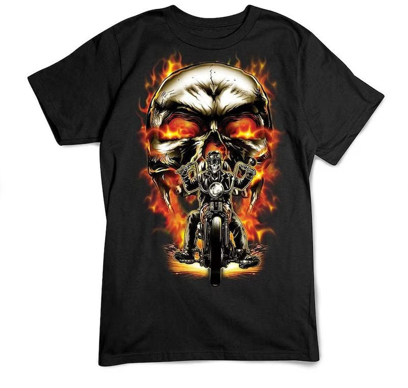 Bikergod Motorcycles Fire Skull Biker T-shirt Design 2D Full Printed Sizes S - 5XL - NAEA222