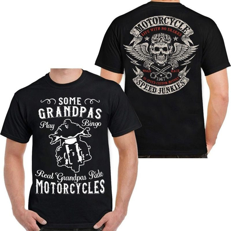Bikergod Motorcycles Real Grandpas Ride Motorcycles T-shirt Design 2D Full Printed Sizes S - 5XL - NADA168