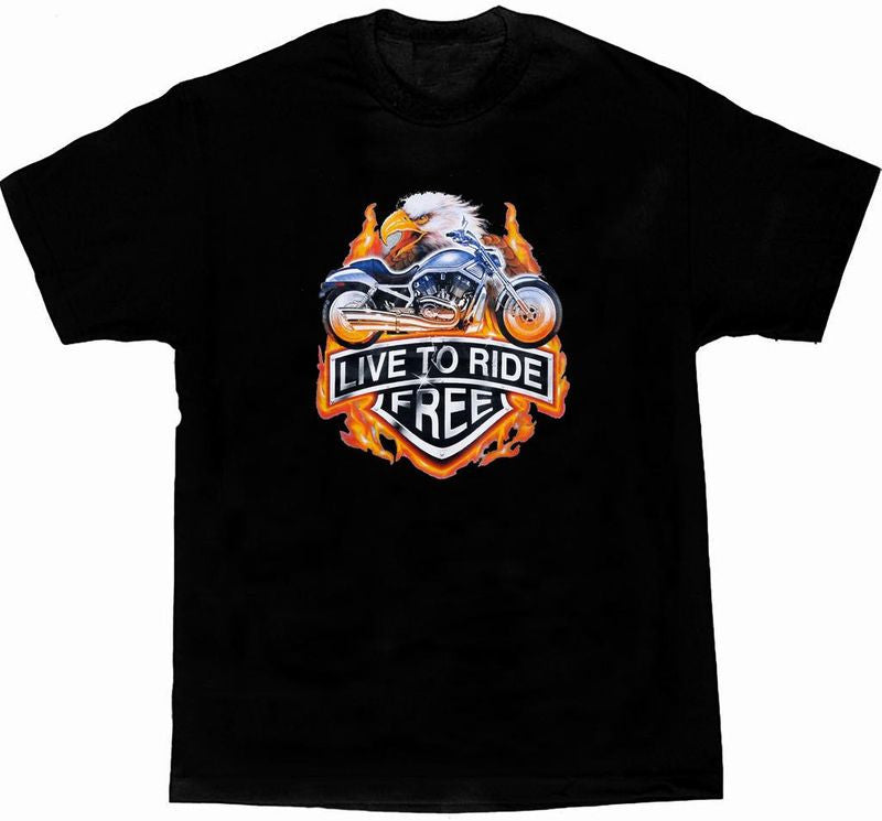 Bikergod Motorcycles Live To Ride Free T-shirt Design 2D Full Printed Sizes S - 5XL - NADA206