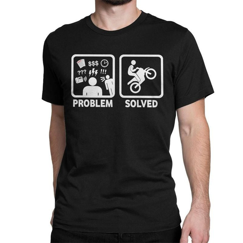 Bikergod Motorcycles Problem Solved Motorbike T-shirt Design 2D Full Printed Sizes S - 5XL - NADA220