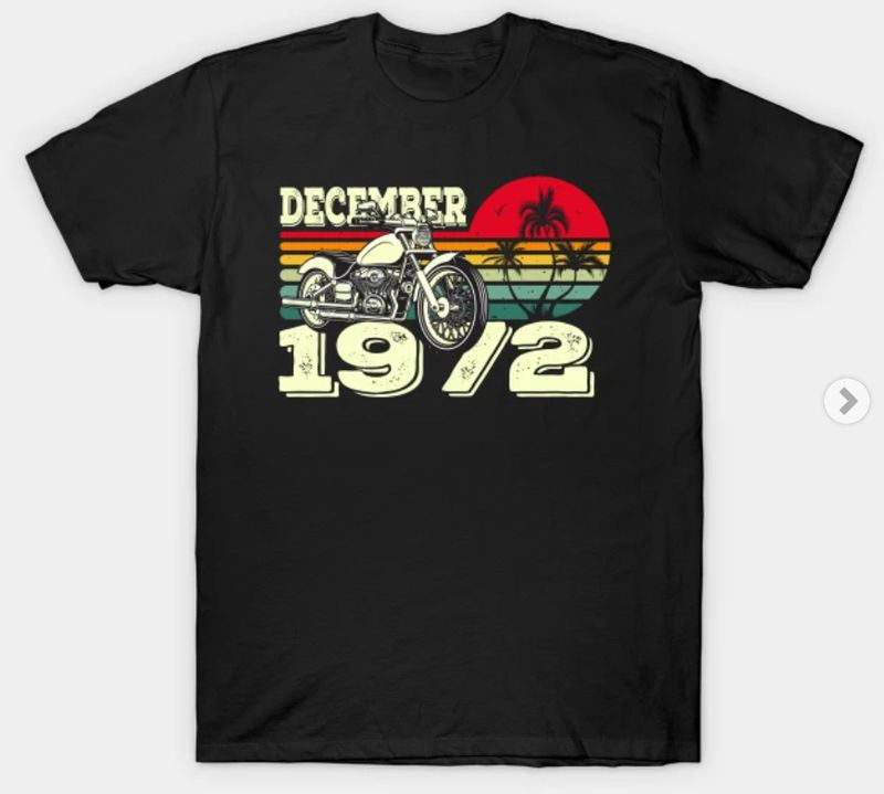 Bikergod Motorcycles Sunset December 1972 T-shirt Design 2D Full Printed Sizes S - 5XL - NABA200