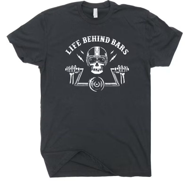 Bikergod Motorcycles Life Behind Bars T-shirt Design 2D Full Printed Sizes S - 5XL - NAEA260