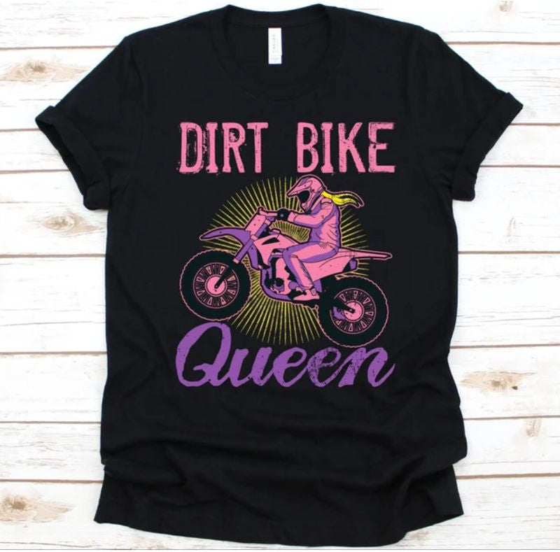 Bikergod Motorcycles Dirt Bike Queen T-shirt Design 2D Full Printed Sizes S - 5XL - NAEA238