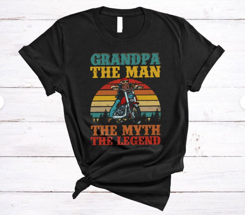Bikergod Motorcycle Vintage Retro Grandpa The Man Myth Legend T-shirt Design 2D Full Printed Sizes S - 5XL - NAAM88