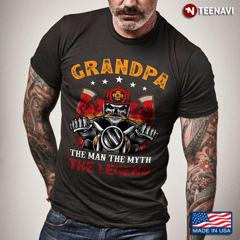 Bikergod Motorcycle Fireman Grandpa The Man The Myth The Legend T-shirt Design 2D Full Printed Sizes S - 5XL - NAAF270