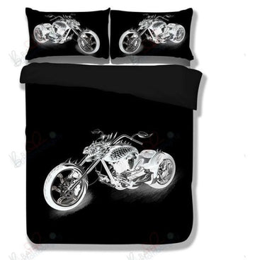 Bikergod Motorcycle Black Light Motorcycle Bedding Set Cover Design 3D - NAAH32