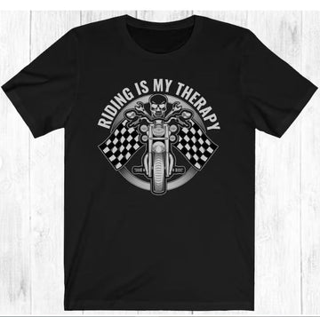 Bikergod Motorcycles Riding is My Therapy T-shirt Design 2D Full Printed Sizes S - 5XL - NACA66