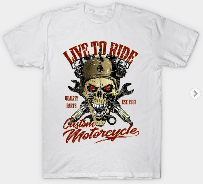 Bikergod Motorcycles Live to Ride T-shirt Design 2D Full Printed Sizes S - 5XL - NAAL301