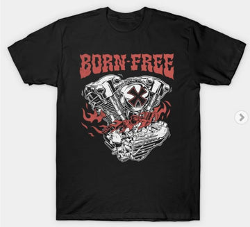 Bikergod Motorcycles BORN FREE T-shirt Design 2D Full Printed Sizes S - 5XL - NABA130