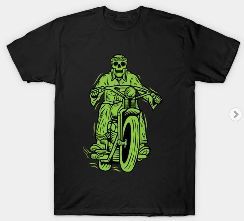 Bikergod Motorcycles hell rider retro T-shirt Design 2D Full Printed Sizes S - 5XL - NABA165