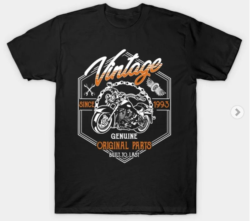 Bikergod Motorcycles Birthday 1993 Vintage Classic Motorcycle T-shirt Design 2D Full Printed Sizes S - 5XL - NABA162