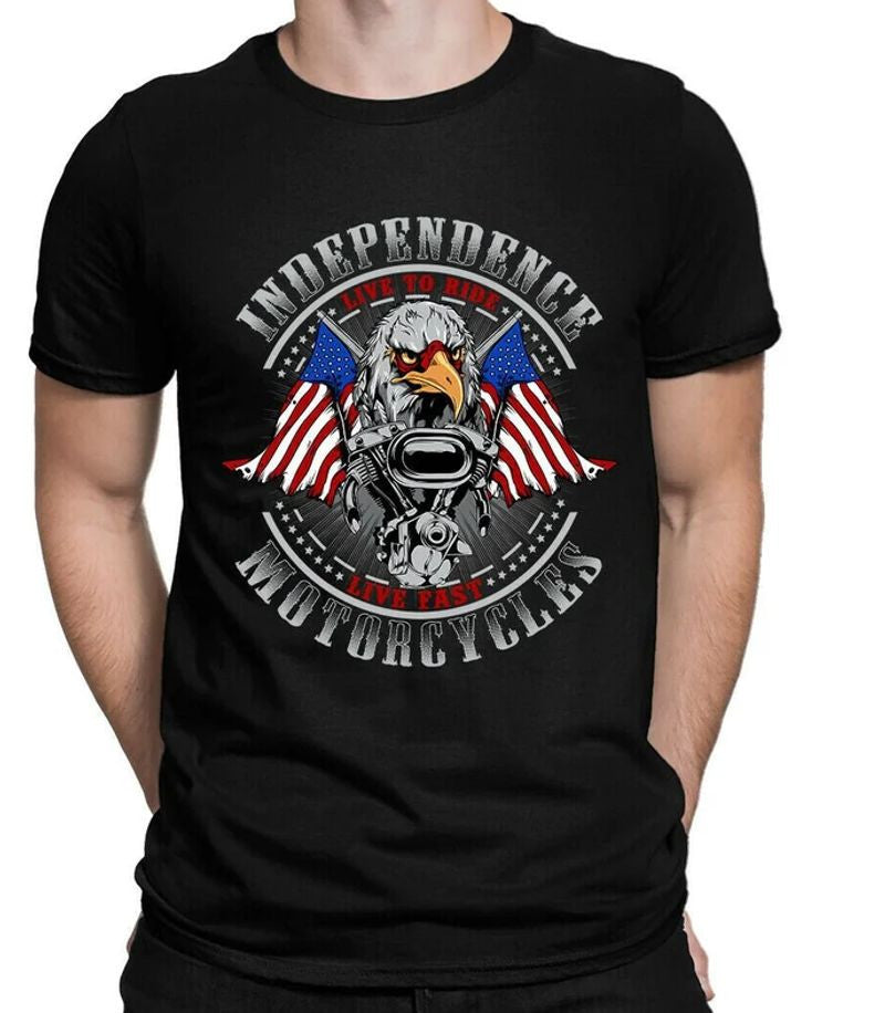 Bikergod Motorcycles Independence Motorcycles T-shirt Design 2D Full Printed Sizes S - 5XL - NACA47