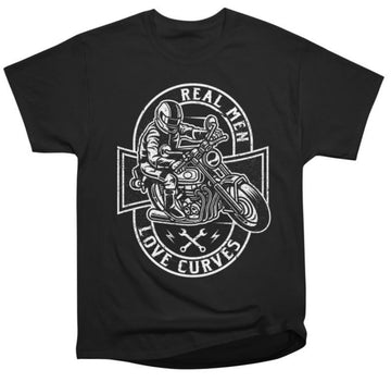 Bikergod Motorcycle Real Men Loves Curves T-shirt Design 2D Full Printed Sizes S - 5XL - NAAH94