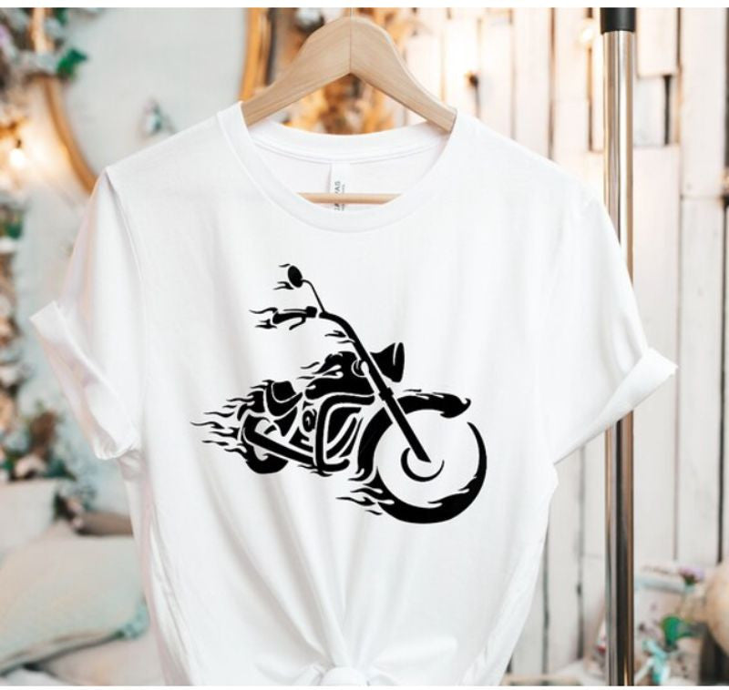 Bikergod Motorcycle on Fire T-shirt Design 2D Full Printed Sizes S - 5XL - NAAH11