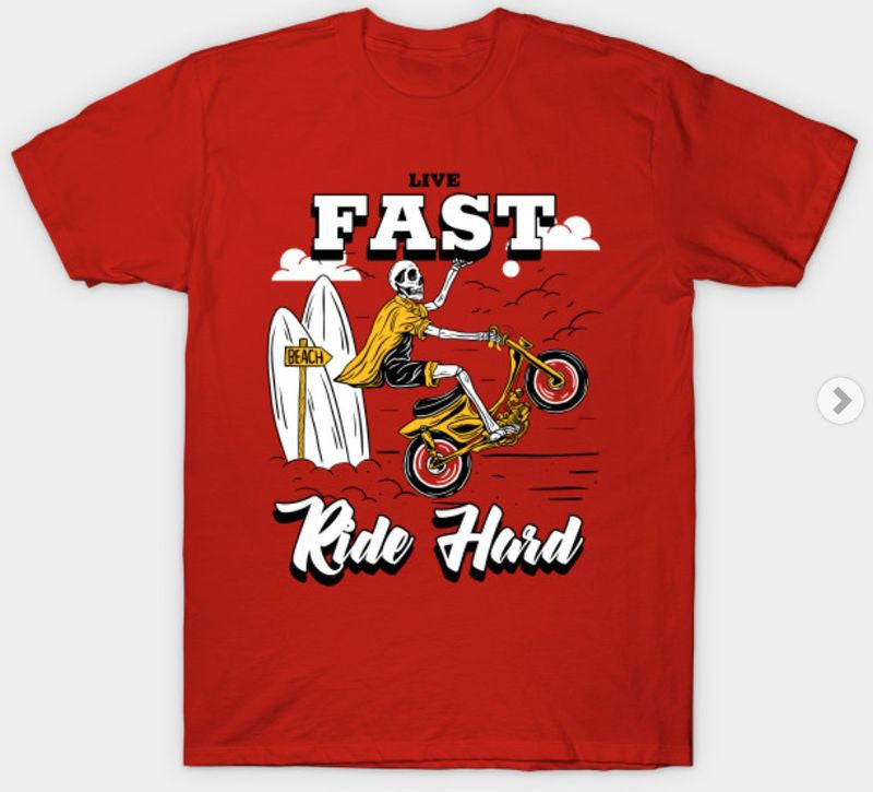 Bikergod Motorcycles Live Fast Ride Hard T-shirt Design 2D Full Printed Sizes S - 5XL - NAAL302
