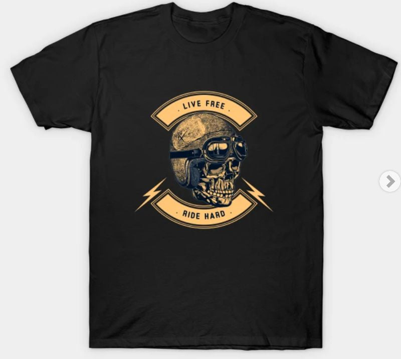 Bikergod Motorcycles Live Free T-shirt Design 2D Full Printed Sizes S - 5XL - NAAL279