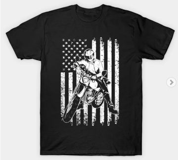 Bikergod Motorcycle Motocross US Flag T-shirt Design 2D Full Printed Sizes S - 5XL - NABA159