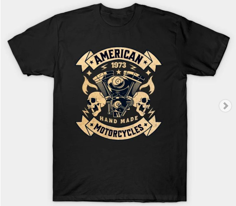 Bikergod Motorcycles Skull American Vintage T-shirt Design 2D Full Printed Sizes S - 5XL - NABA197