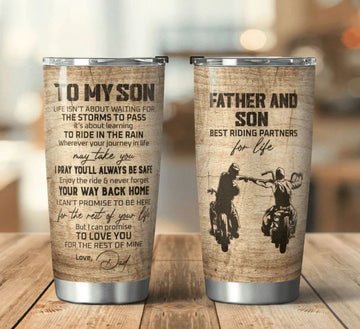 Bikergod Motorcycle Father And Son Riding Partner For Life Stainless Steel 20 Oz Tumbler- NAAL200