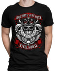 Bikergod Motorcycles Loud Pipes Save Lives Steel Horse T-shirt Design 2D Full Printed Sizes S - 5XL - NACA48