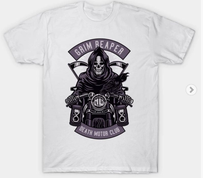 Bikergod Motorcycles Grim Reaper T-shirt Design 2D Full Printed Sizes S - 5XL - NAAL304