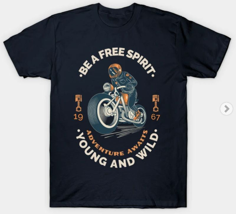 Bikergod Motorcycles Adventure Awaits T-shirt Design 2D Full Printed Sizes S - 5XL - NAAL284