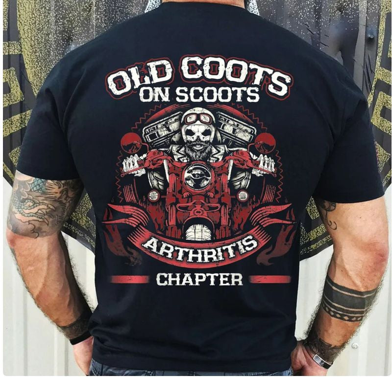 Bikergod Motorcycles Old Coots On Scoots Arthritis Chapter T-shirt Design 2D Full Printed Sizes S - 5XL - NAU95815