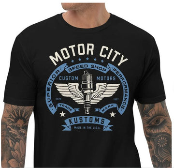 Bikergod Motorcycles Motor City T-shirt Design 2D Full Printed Sizes S - 5XL - NAU9555