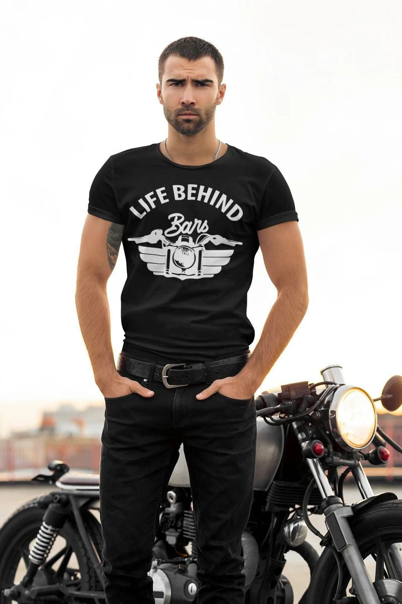 Bikergod Motorcycle Life Behind Bars T-shirt Design 2D Full Printed Sizes S - 5XL - NAS7954