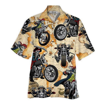 Bikergod Motorcycle Skull Hawaii Shirt Design 3D Full Printed Sizes S - 5XL NAL101