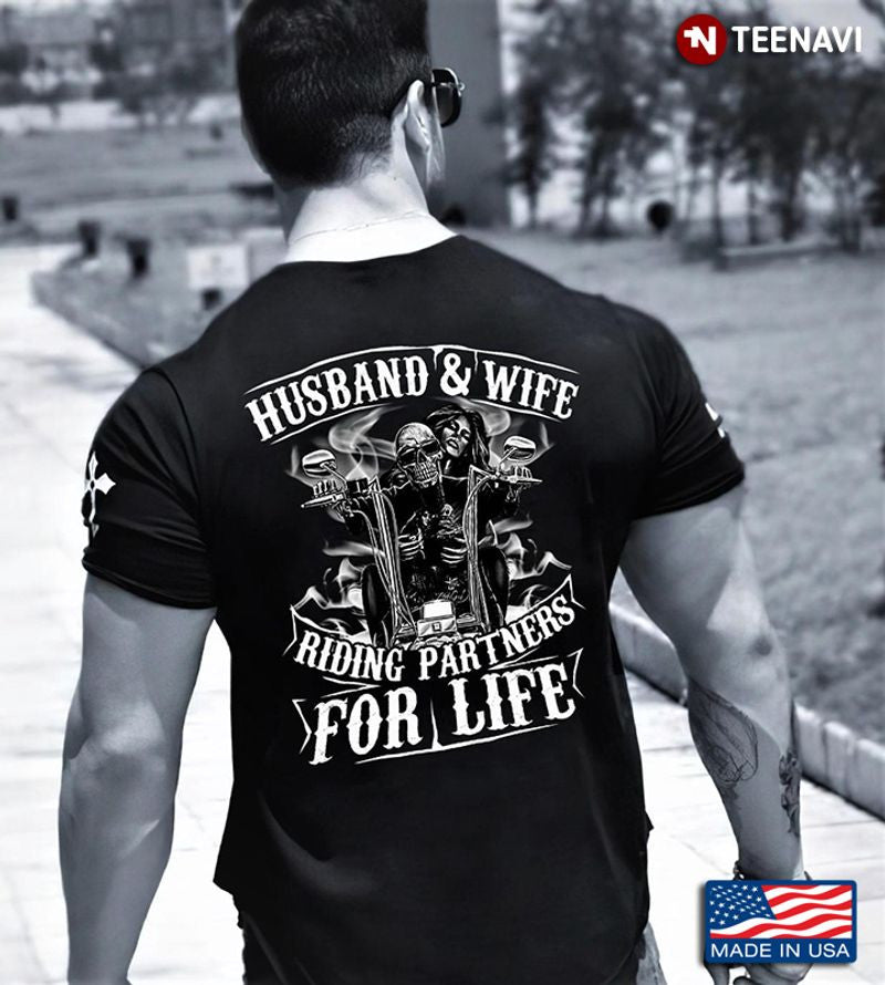 Bikergod Motorcycle Husband And Wife Riding Partners For Life T-shirt Design 2D Full Printed Sizes S - 5XL - NAAR27