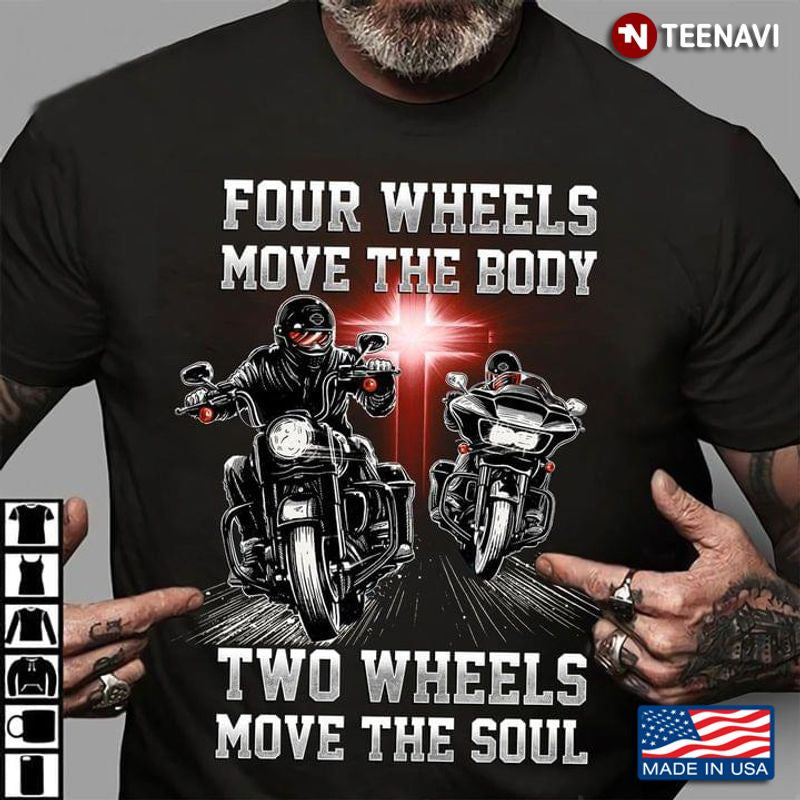 Bikergod Motorcycle Two Wheels Move The Soul T-shirt Design 2D Full Printed Sizes S - 5XL - NAAF297