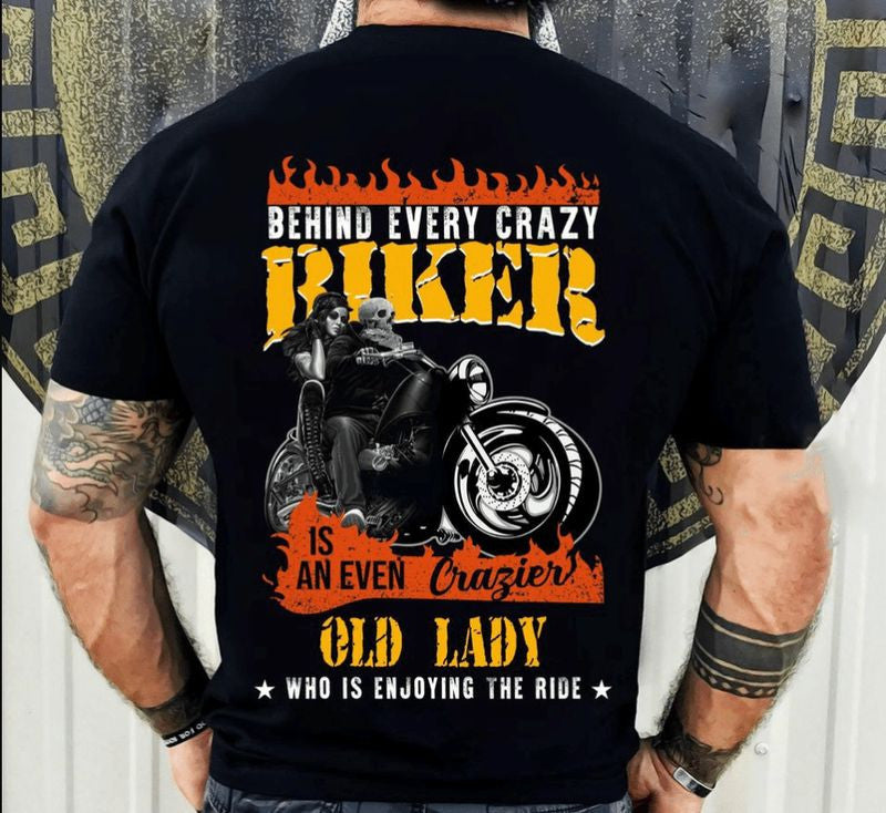Bikergod Motorcycle behind every crazy biker T-shirt Design 2D Full Printed Sizes S - 5XL - NAAM54