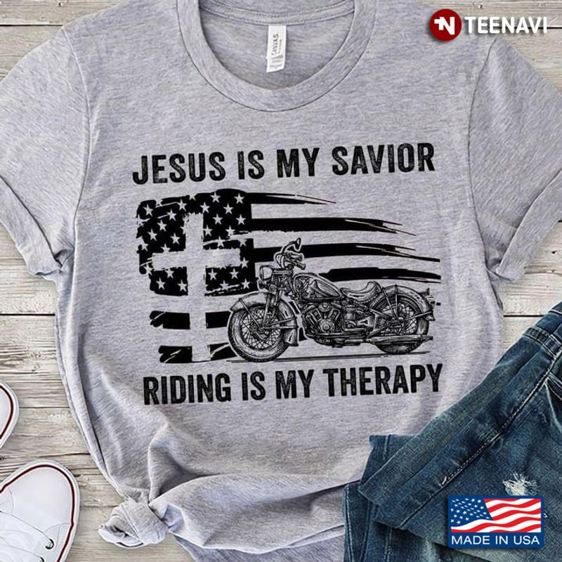 Bikergod Motorcycle Jesus Is My Savior Riding Is My Therapy T-shirt Design 2D Full Printed Sizes S - 5XL - NAAF300