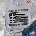 Bikergod Motorcycle Jesus Is My Savior Riding Is My Therapy T-shirt Design 2D Full Printed Sizes S - 5XL - NAAF300