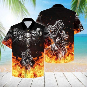 Bikergod Motorcycle Skull Hawaii Shirt Design 3D Full Printed Sizes S - 5XL NAQ8105