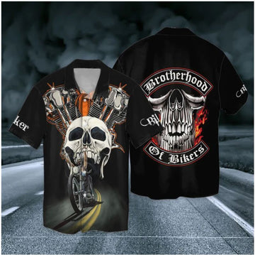 Bikergod Skull Motorcycle Brotherhood Of Bikers Hawaii Shirt Design 3D Full Printed Sizes S - 5XL NAAB337