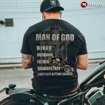 Bikergod Motorcycle Man Of God Biker Husband Father Grandfather T-shirt Design 2D Full Printed Sizes S - 5XL - NAAR61