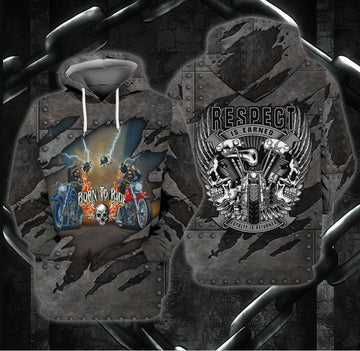 Bikergod Motorcycle Biker Born To Ride Respect Is Earned Hoodie Design 3D Full Printed Sizes S - 5XL - NAAM49