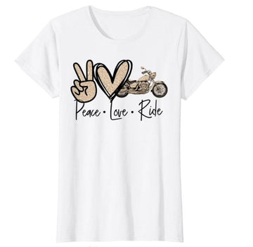 Bikergod Motorcycle Peace Love Ride Motorcycles T-shirt, Crew-neck Sweatshirt, Hoodie, Tank Top, V-neck T-shirt Design 2D Full Printed Sizes S - 5XL - NABG186
